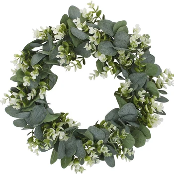 

Artificial Topiary Wreath Fake Eucalyptus Leaf Door Hanging Garland Decoration Silk Cloth And PE