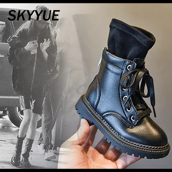 

Autumn Kids Martin Boots Baby Girls Leather Boots Boys Ankle Boots Children Brand Black Shoes Fashion Soft Shoes Rivet Boots Casual Boots School Shoes