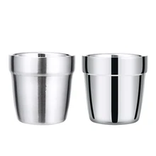 Чашка из нержавеющей стали, 7x7,5 см, двухслойная, для воды, чая, пива, чашки для дома, на открытом воздухе, для путешествий, кухни, кружка для питья