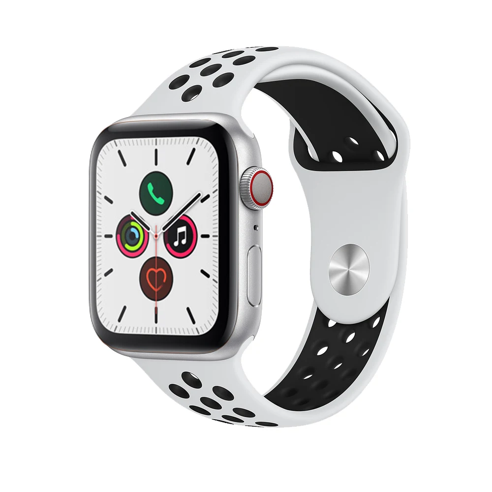 white black Силиконовый ремешок pulseira для apple watch band 4(iwatch 5) 44 мм 40 мм apple watch 3 2 1 ремешок 42 мм 38 мм - Цвет ремешка: white black
