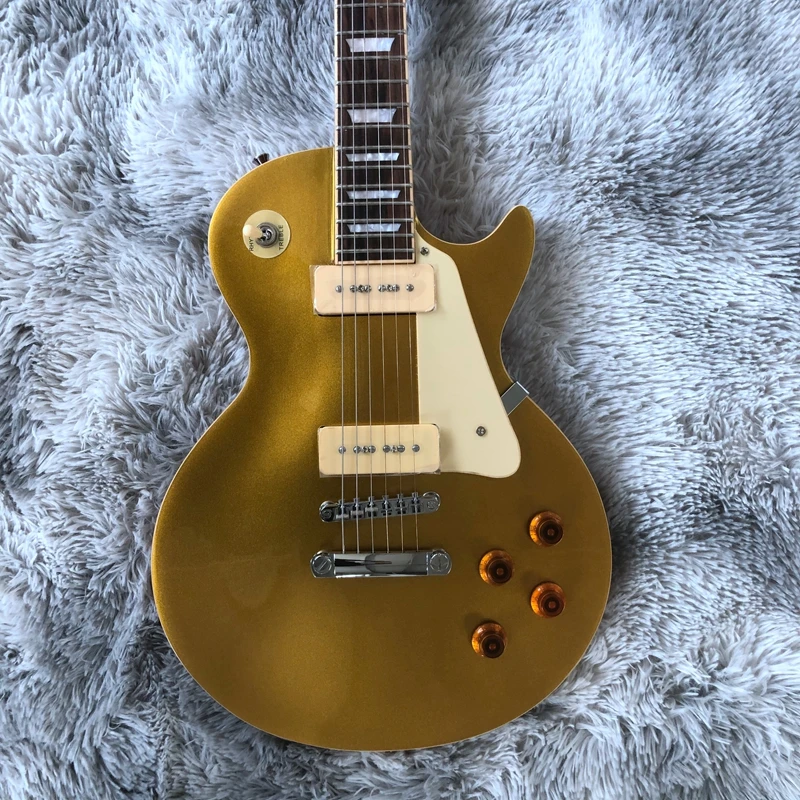 electric guitar Solid Mahogany body promotion! gold top Shipped out Quickly chrome hardware p90 pickups | Спорт и развлечения