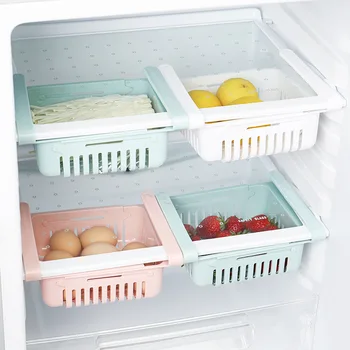 

Kitchen Retractable Refrigerator Storage Rack Household Multi-functional Layered Drawer Refrigerator Rack Freshness Partition St