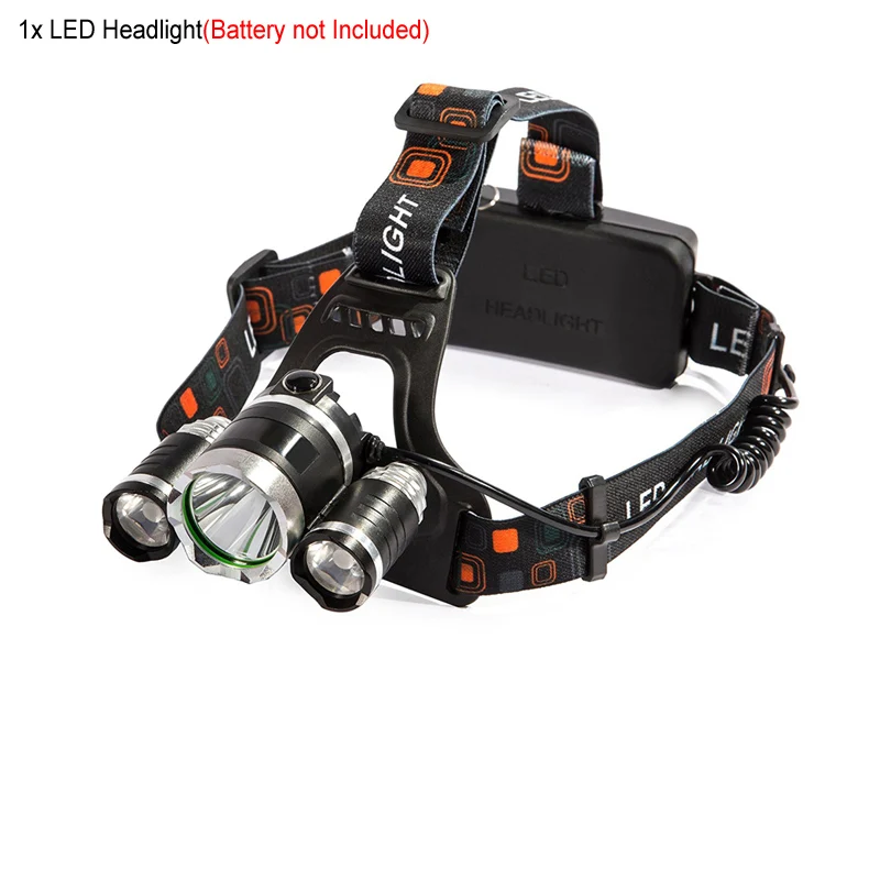 Перезаряжаемые фар 13000Lm xm-T6 3Led фары головного света Рыбная ловля лампа Охота Фонари+ 2x18650+ автомобильное/ AC/USB Зарядное устройство - Испускаемый цвет: A