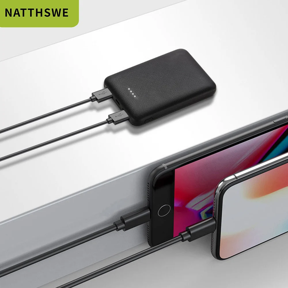 NATTHSWE 8000 мАч двойной USB Мобильный телефон Внешняя батарея Быстрая зарядка для iphone