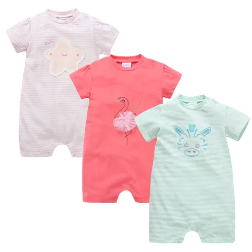 Kavkas/3 шт./партия Комбинезоны для маленьких девочек и мальчиков; roupa bebe; Одежда для новорожденных; хлопок; милый комбинезон с принтом животных - Цвет: 11889293