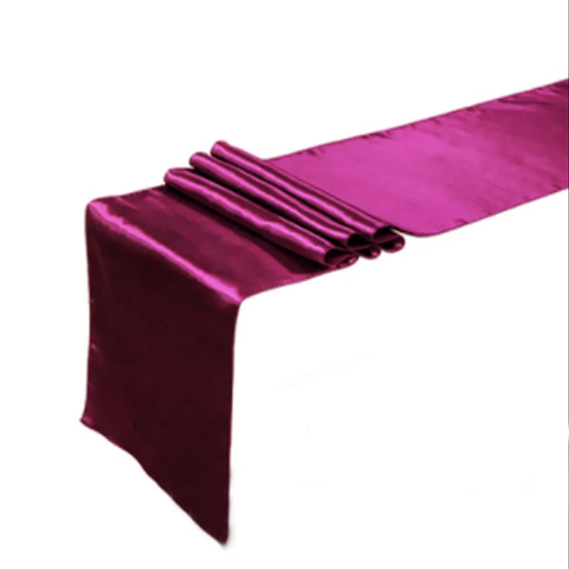Modern Banquet Hotel Satin Tablecloth Home Party Wedding Decor Table Flag Good Quality Satin Table Runner Festival Supply - Цвет: deep wine red