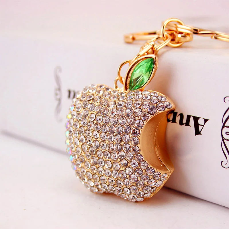 Креативный милый бриллиант набор Apple автомобильный брелок металлический кулон Женская сумка Аксессуары цепочки для ключей маленькие подарки