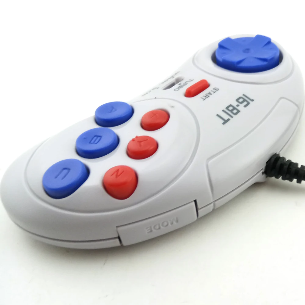 16 бит классический проводной игровой контроллер для SEGA Genesis 6 кнопочный геймпад для SEGA Mega Drive регулятор скорости "быстро-медленно" Белый