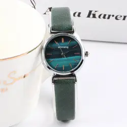 Изысканные маленькие ЖЕНСКИЕ НАРЯДНЫЕ часы в стиле ретро, зеленые кожаные женские часы, Топ бренд, женские модные наручные часы