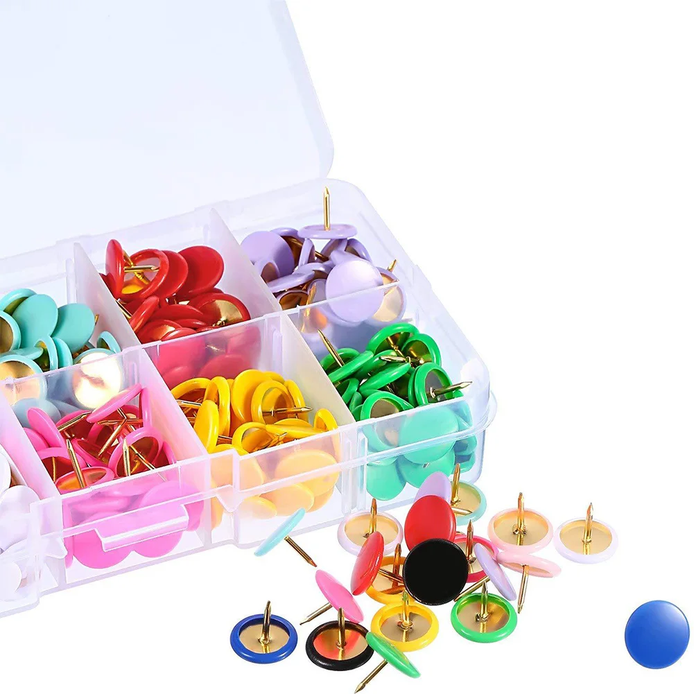 

300pcs School Notice Push Pin Multi Colors Photo Drawing Office Metal Point Decorative Craft Wall Round Head Map