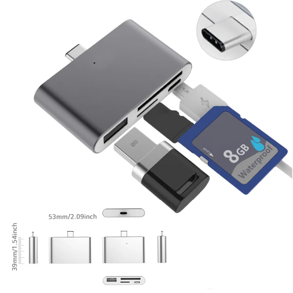 Mejor Compra VONETS-Adaptador USB tipo C para MacBook Air, Samsung Galaxy Note 8, S8, adaptador de lector de tarjetas, OTG, Sim, CF, SD, TF, accesorios 87Zrr9k3