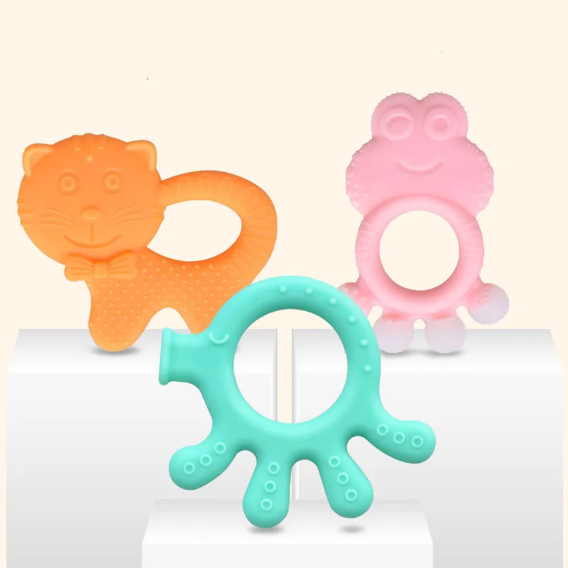 

silicon baby teether toy bpa free infant Molar soft rubber toy safe teething cartoon animals toddler sensory toys for 0-12 month