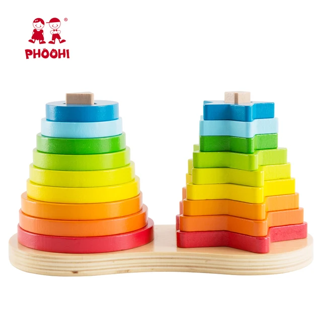 US $13.58 Rainbow Stacking Ring Tower Stapelring Blocks Baby Montessori Toys Early Education Teaching Aids Wo