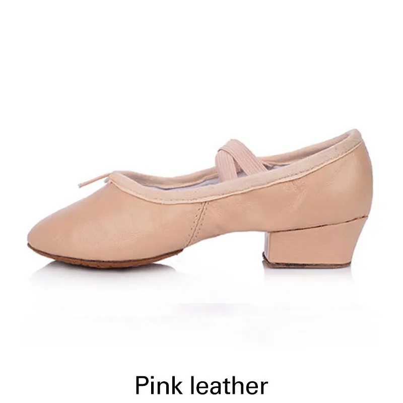 Leather pink Женская танцевальная обувь для джазового балета; мягкие балетки; Танцевальная обувь для сальсы; кроссовки; 8 цветов; женская танцевальная обувь для бальных танцев - Цвет: Leather pink