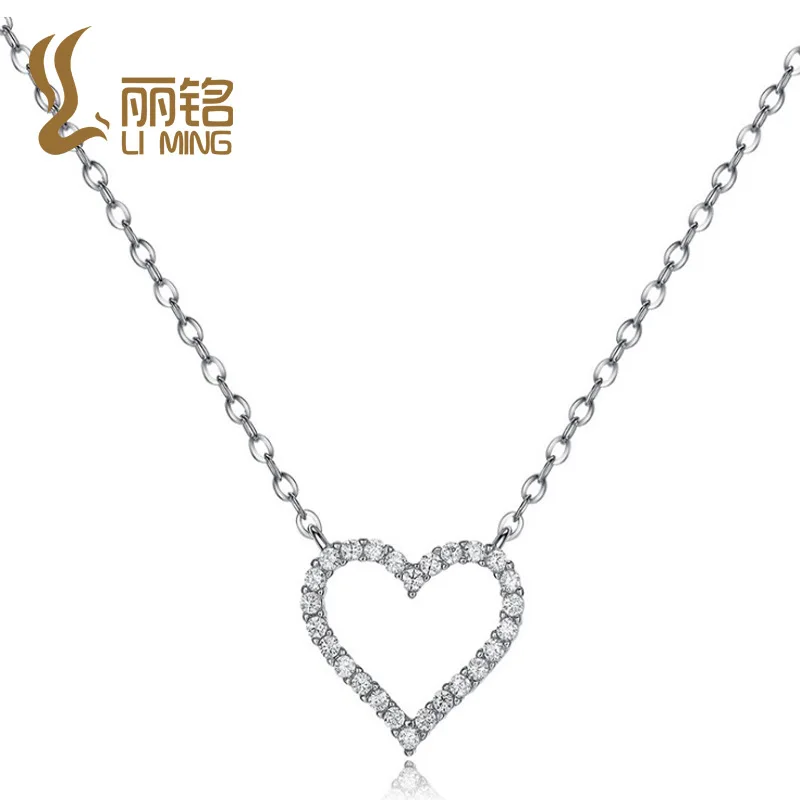 

Lai Ming Silver Europe And America Fashion Fine Silver Necklace S925 Necklace Heart Shape Lovers' Day Gift Accessories Simple Ch