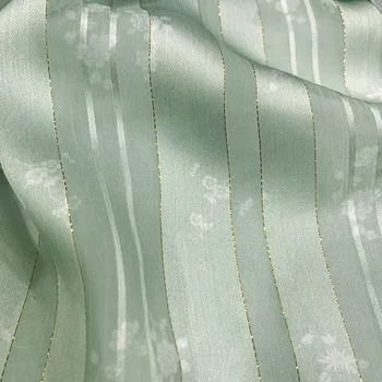 

1M Meetee 150cm Gold and Silver Silk Chiffon Printed Fabric Ancient Style Hanfu Cloth Satin Cheongsam DIY Sewing Accessories