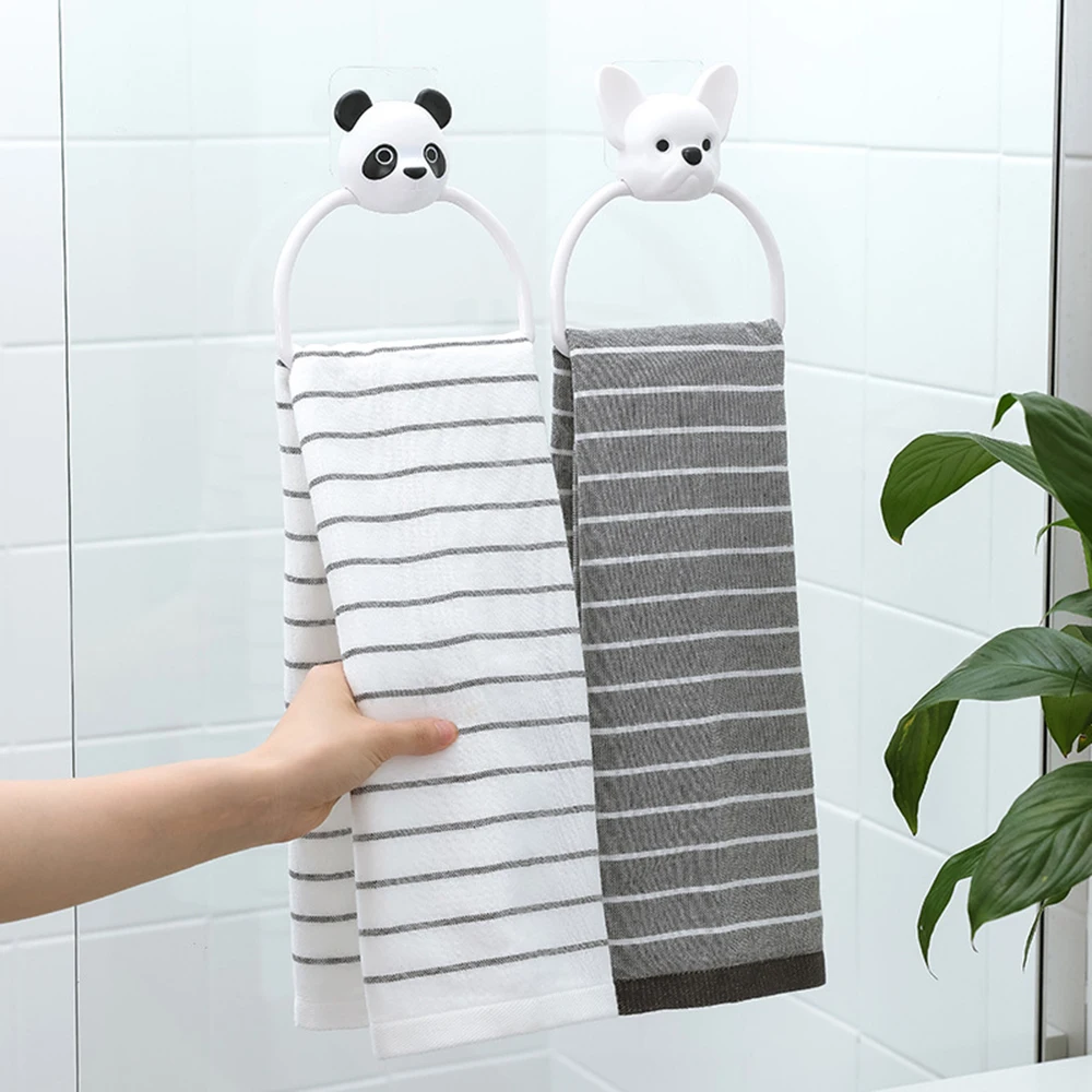 Мультяшная Панда и полотенце для собак стойки круглые алюминиевые полотенца держатель кольца настенные аксессуары для ванной комнаты анти-ржавчины полотенца стойки