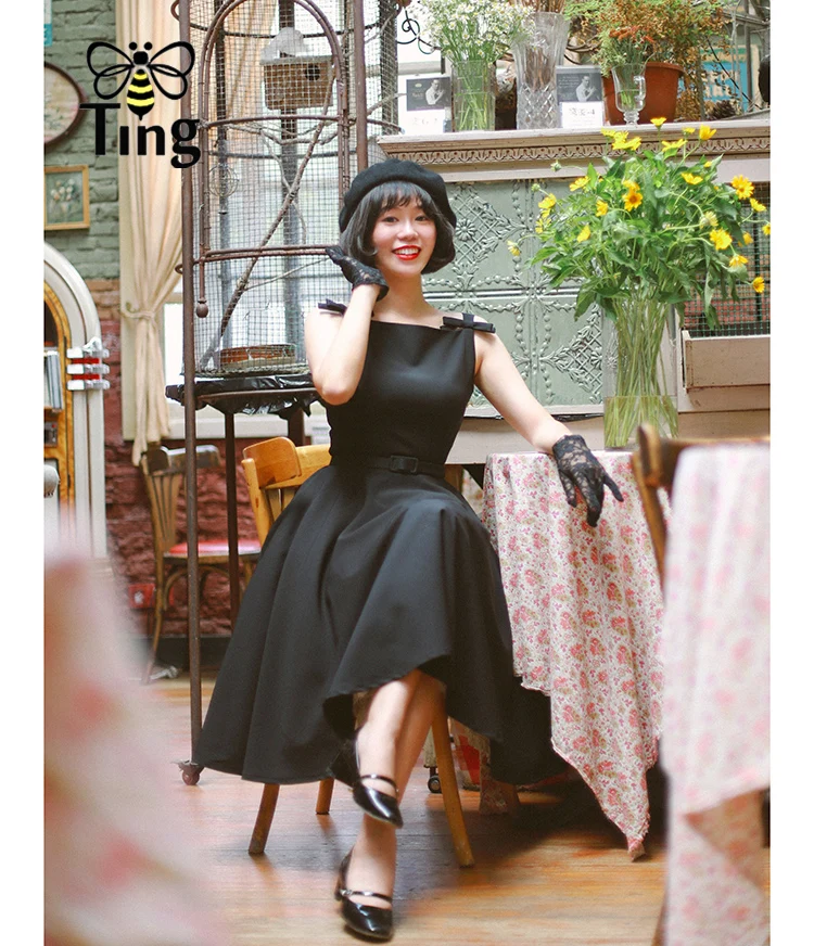 Винтажное платье Tingfly в стиле 50 х годов Mrs Maisel Herburn классический стиль черное