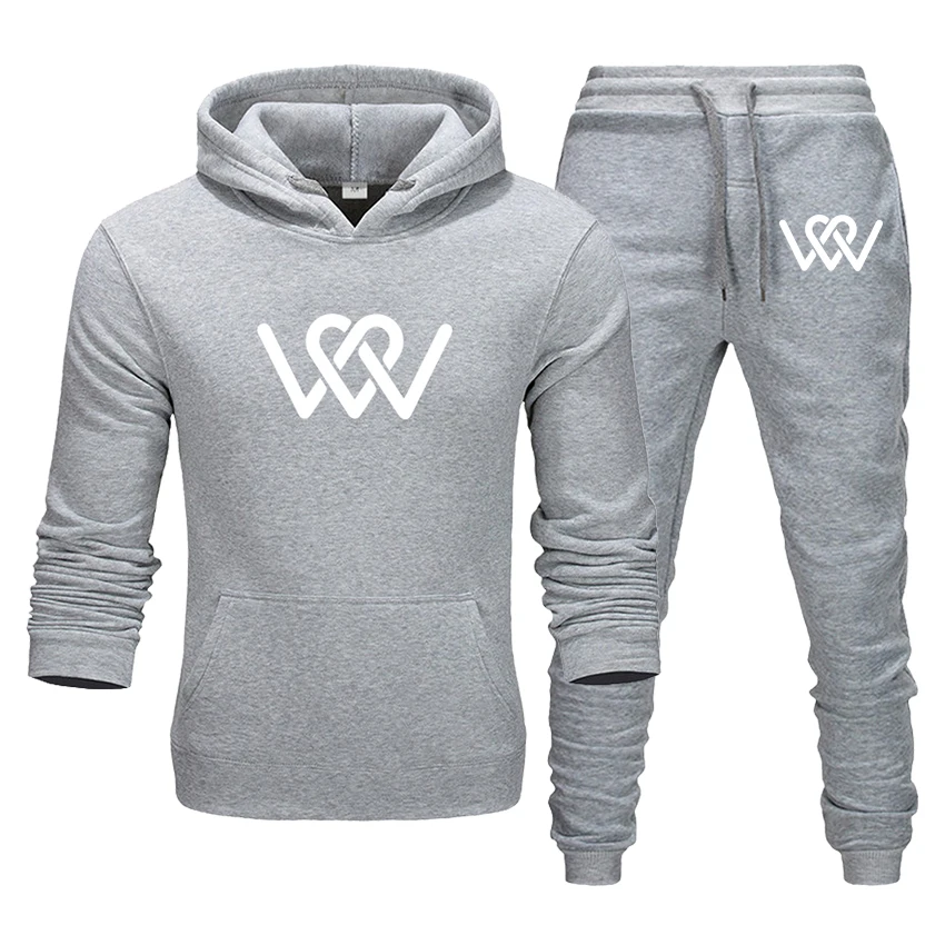 

Autumn And Winter Men And Women Couples Love Suits Hoodies Printed Long Sleeve Hooded Sportswear Casual Sweatshirt 2 Piece Suit