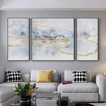 

Hand-painted Oil Painting Decorative Painting The Living Room Modern Minimalist Backdrop Abstract Paintings Triple Extravagant L