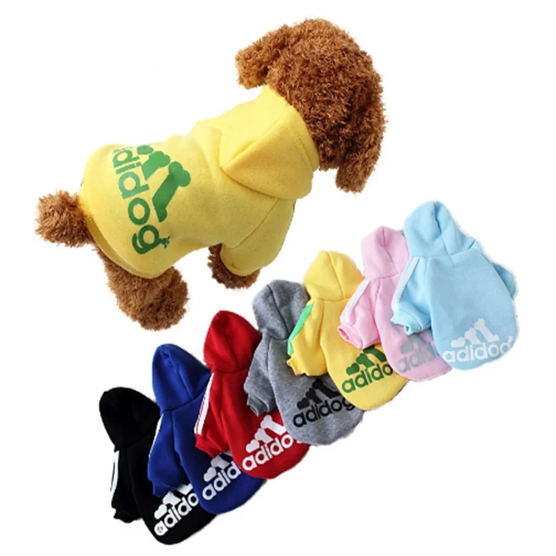Designer Pet Adidog Clothes Small and Medium-sized Dog Four Seasons Warm Two-legged Jacket Cotton Hooded Sweatshirt | Дом и сад