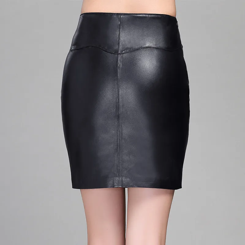 Kantoor Dame Echt Lederen Wrap Rokken Womens Winter Hoge Taille Mini Lederen Rok Elegante Effen Zwart Rits Rok Vrouwelijke Kantoor Dame Echt Lederen Wrap Rokken Womens Winter Hoge Taille Mini Lederen Rok Elegante Effen Zwart Rits Rok Vrouwelijke