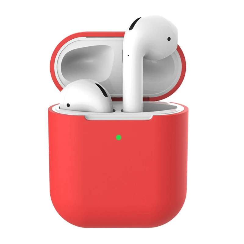 Для Apple AirPods 2nd 1nd чехол для наушников силиконовый чехол беспроводные Bluetooth наушники Air Pods чехол протектор для AirPod Silm Cas - Цвет: Красный