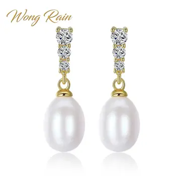 

Wong Rain Vintage 100% 925 Sterling Silver Natural Freshwater Pearls Zircons Gemstone Drop Dangle Earrings Jewelry Wholesale