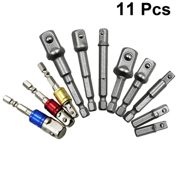 

11pcs Socket Adapter Bits Set Hex Drill Nut Driver Power Shank 1/4" 3/8" 1/2" Connecting Rod Head Extension Drill Bits Tools Set
