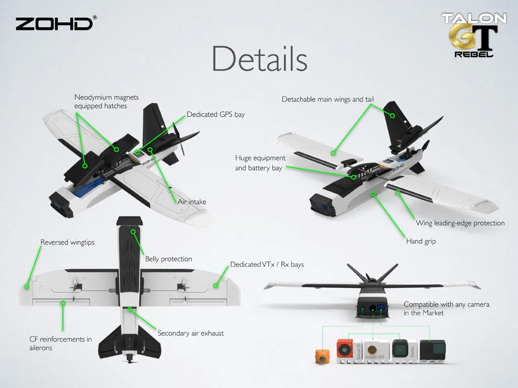 ZOHD Talon GT Rebel 1000 мм размах крыльев V-Tail BEPP FPV Самолет RC самолет Летающий крыло PNP