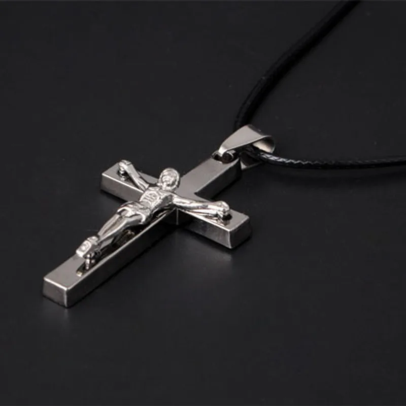 

Sangsy Jesus Cross Pendant Necklace Men Jewelry 316 Stainless Steel Charms Christian Crucifix