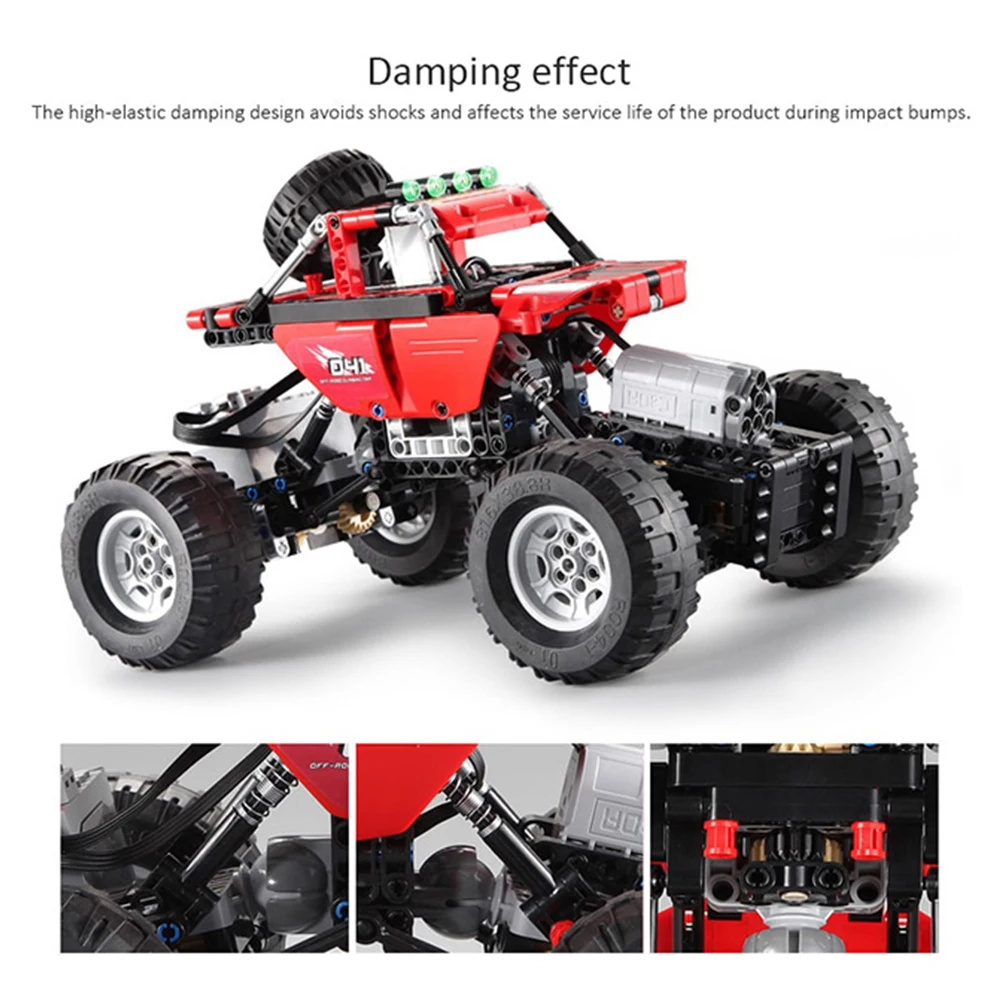 SO 489PCS Cada DOUBLE E 2.4G Remote Control Off-road Car Climbing Racing Building Blocks Brick Technic Car Children DIY Assemble