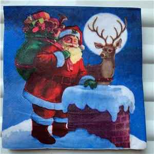Декупаж Свадебные винтажные салфетки Бумага элегантная ткань Санта-Клаус снеговик эльф день рождения Guardanapo вечерние красивые салфетки - Цвет: h