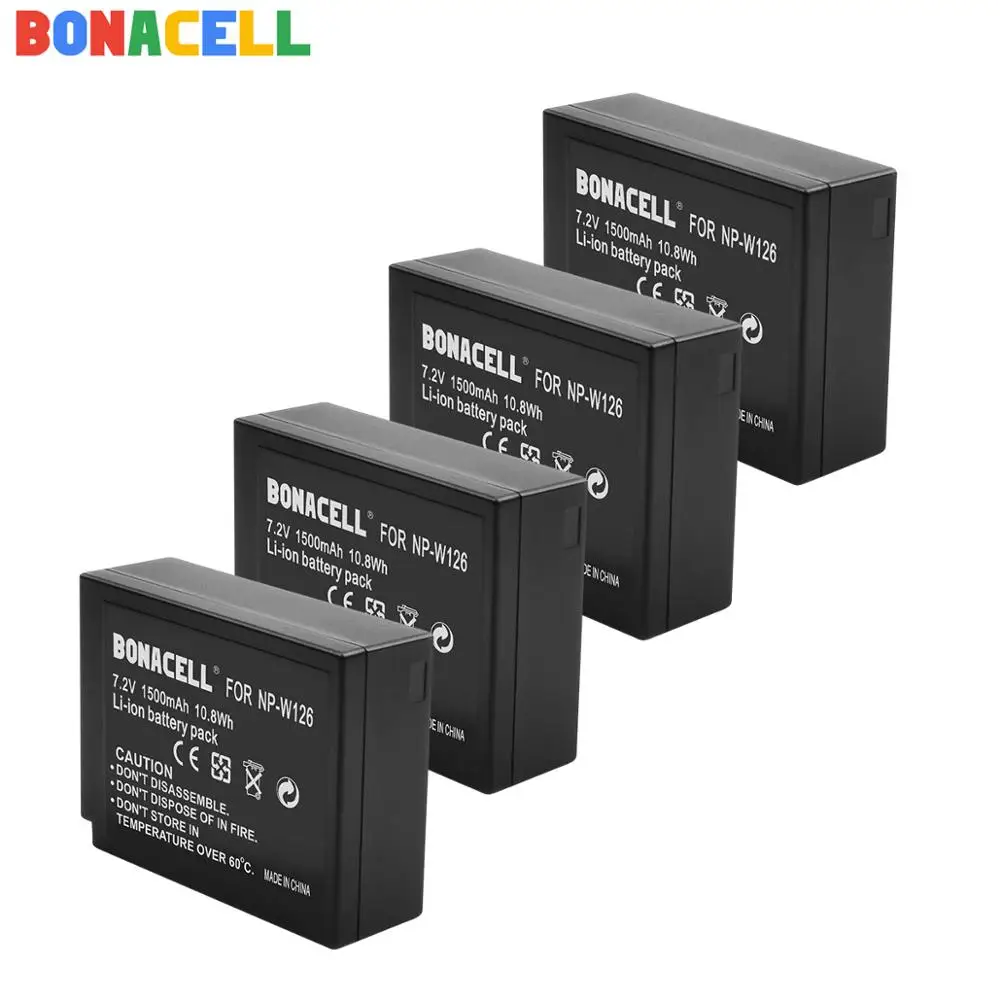 Bonacell для ЖК-дисплея с подсветкой Fujifilm NP-W126 NP-W126S Батарея+ Батарея автомобиля Зарядное устройство для ЖК-дисплея с подсветкой Fujifilm X-M1 X-A1 X-T1 X-E1 X-Pro2 NP W126