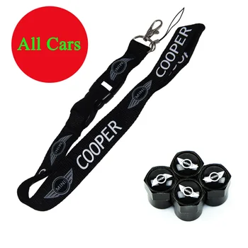 

Lanyard Neck Strap KeyChain and Valve Caps with Car Brand Logo Badge ID Sports Mobile Phone for Mini Cooper Keychain S R56 R50