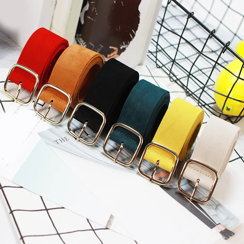 

130cm Vintage Velvet Belt Square Buckle Decorative Dress Belts for Women Waist Belt Girls Metal Pin Buckle Jeans Belts Waistband
