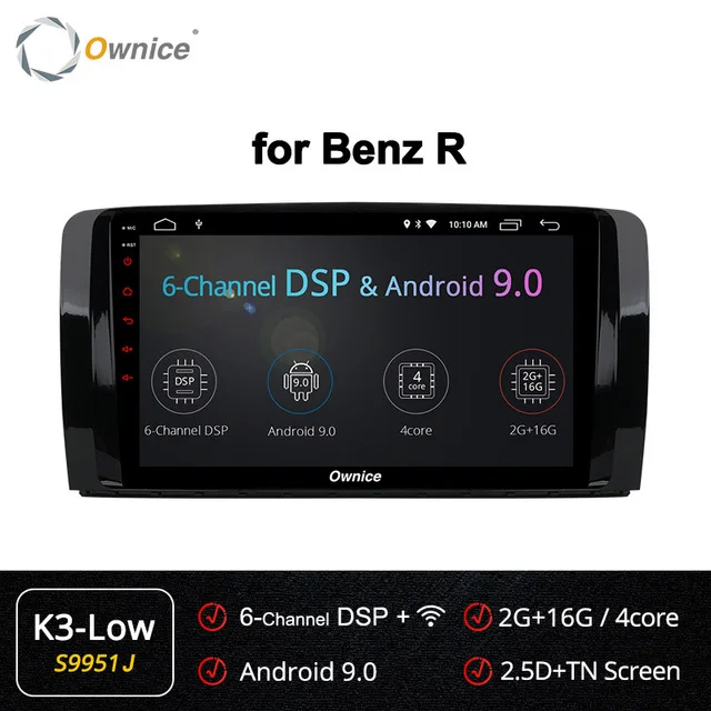 Ownice DSP carplay 8 ядерный Android 9,0 автомобильный dvd-плеер gps стерео радио для Mercedes Benz R Class W251 R280 R300 R320 R350 4G+ 64G - Цвет: S9951 K3-Low