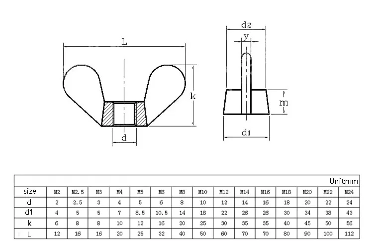 Description Picture 2 of itemDIN315 304 Stainless Steel Hand Tighten Nut Butterfly Nuts Wing Nuts M3 M4 M5 M6 M8 M10 M12