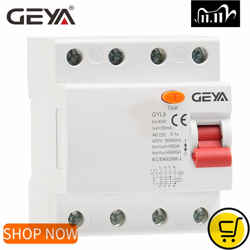 GEYA GYL8 3 фазы + N RCD электромагнитный дифференциальный выключатель безопасности 4P 25A