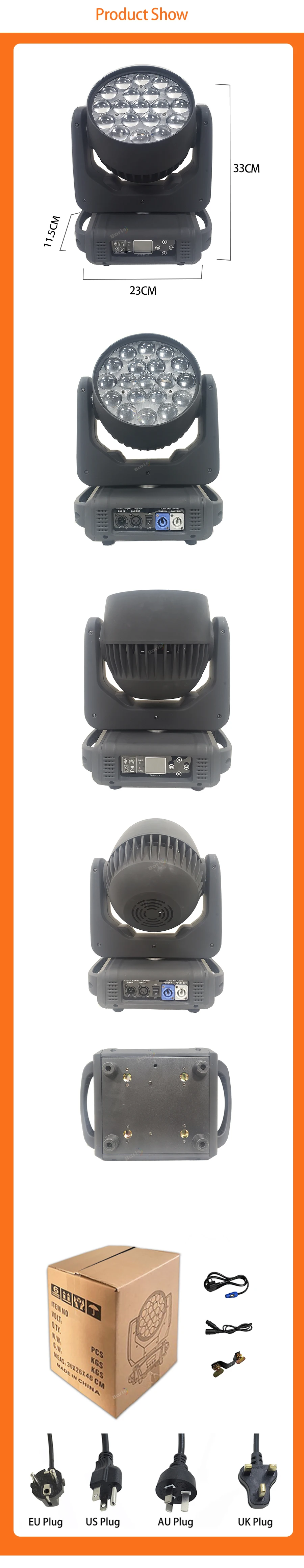 Dmx512 19X15W Led Wash Zoom Rgbw Moving Head Light Stage Spotlight For Dj Lights Nightclub Disco Zoom LED Moving Head Wash Light7的副本