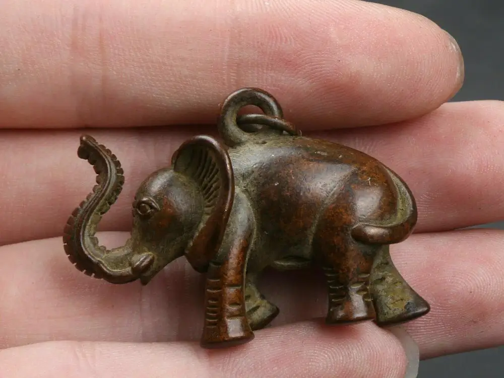 41 мм маленький Curio Китайский Бронзовый Милый животное слон Heffalump кулон статуя