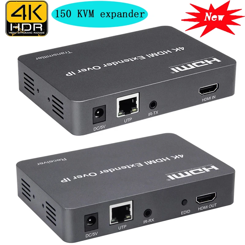 4K 30Hz HDMI Extender Over TCP IP Support Gigabit PoE Network Switch CAT5E USB Mouse Keyboard KVM Up To 150M Cat6 To 30 Receiver