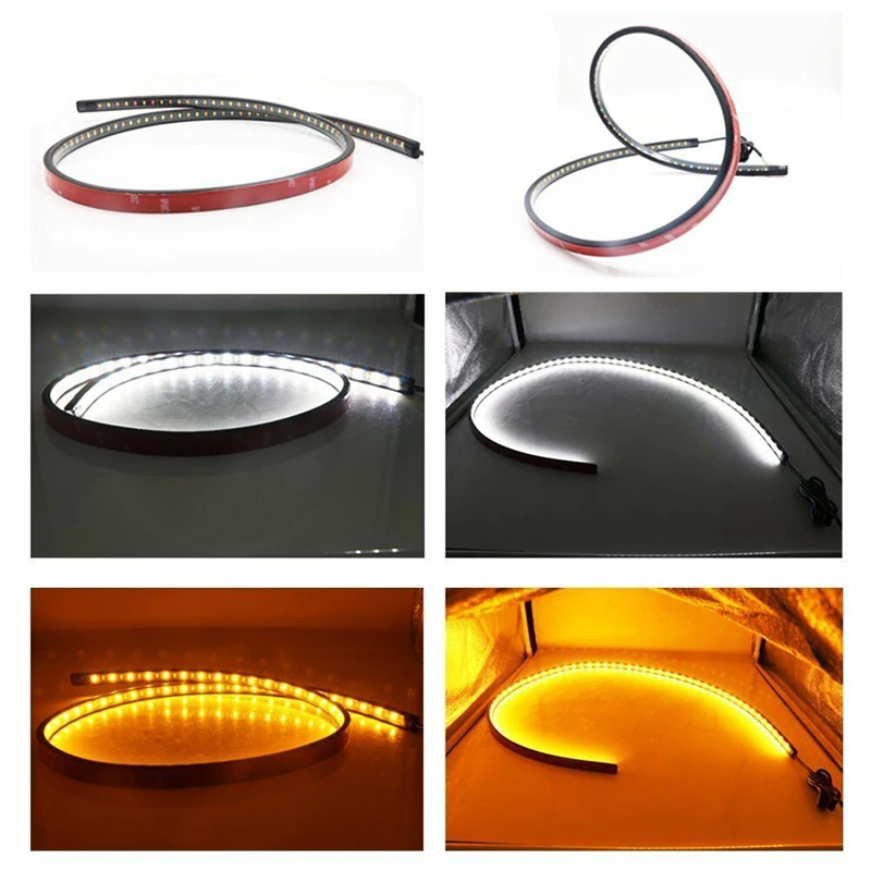 2 шт. Универсальный 4" 120-SMD белый/желтый двойной Цвет гибкий светодиодный полосы света DRL Рабочий стол шаг Настенные светильники для грузовики-внедорожники 12V
