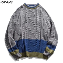 *#Best Price ICPANS Vintage Kintting Pullovers Women Men Couple Twist Thread Pacthwork Japanese Style Mens Sweaters Clothing Fashion Loose *#Best Price ICPANS Vintage Kintting Pullovers Women Men Couple Twist Thread Pacthwork Japanese Style Mens Sweaters Clothing Fashion Loose