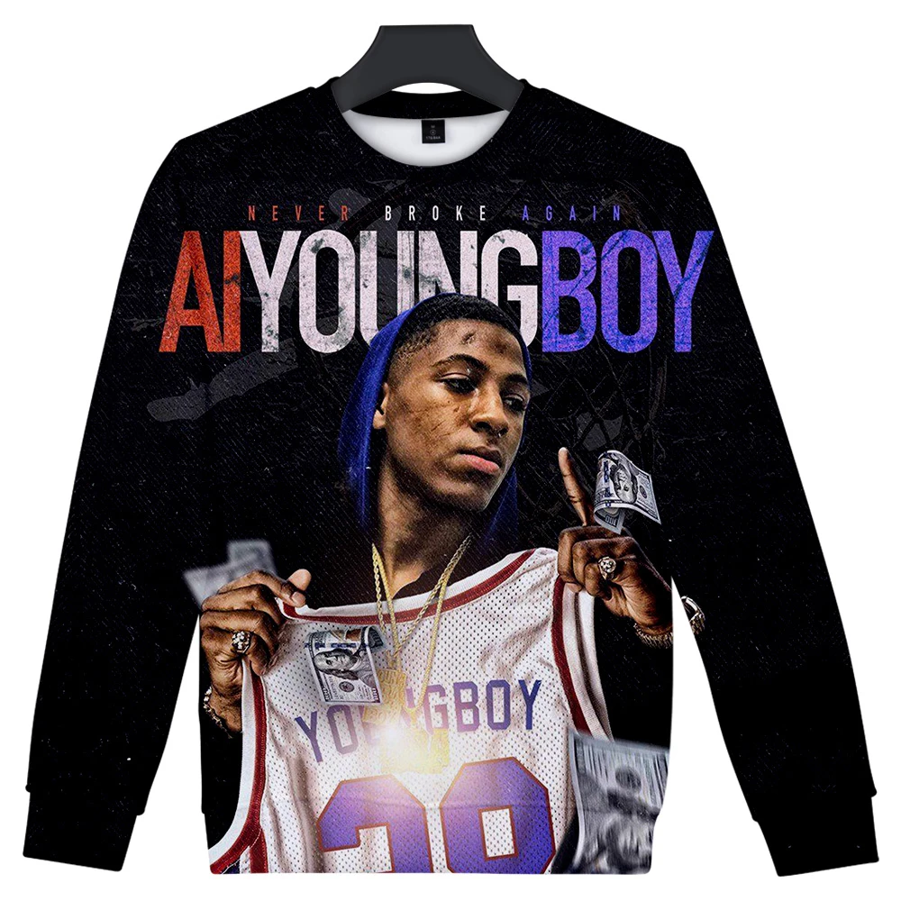 Забавная Одежда для мальчиков с надписью «YoungBoy Never Broke agne»; Лидер продаж; Повседневная футболка с длинными рукавами; одежда унисекс для ролевых игр