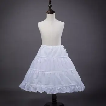 

Flower Girls 3 Hoops Petticoat Adjustable Drawstring Waist Crinoline Skirt Princess Ball Gown Wedding Dress Ruffles Underskirt