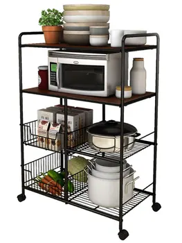 

Kitchen shelf Kitchen supplies shelf on the ground multi-layer microwave oven storage Vegetable Bowl pot shelf