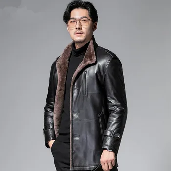 

Genuine Leather Jacket Men Sheep Shearing Winter Coat Men Real Fur Coat Natural Wool Jacket for Mens Clothing Casaco YY864
