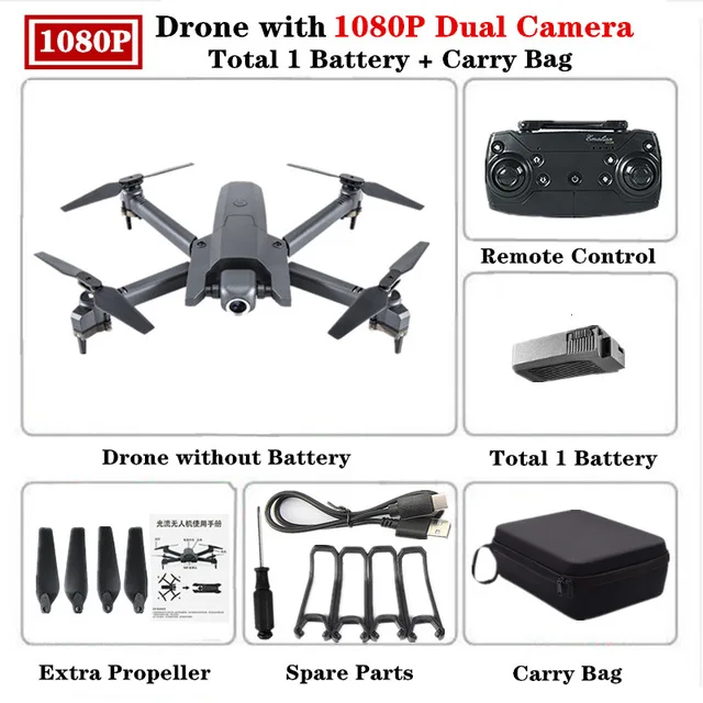 Радиоуправляемый Дрон с 4K HD камерой WiFi FPV Квадрокоптер 106 высокое удержание складной рычаг инопланетянин Вертолет VS E58 R8 SG106 Дрон игрушка - Цвет: 1080p camera bag 1B