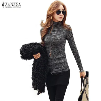 

Plus Size 2020 ZANZEA Winter Women Sweaters Ladies Turtleneck Tops Autumn Long Sleeve Casual Pullover Knitted Jumper Pull Femme